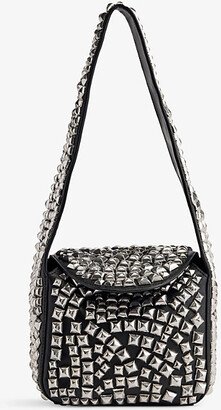 Womens Black Spike Small Leather Hobo bag