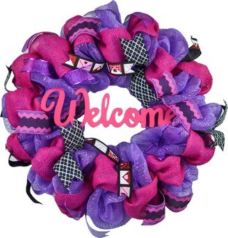 Purple Valentine's Day Wreath, Valentines Mesh Door Decor, Valentine Decorations, Pink Black