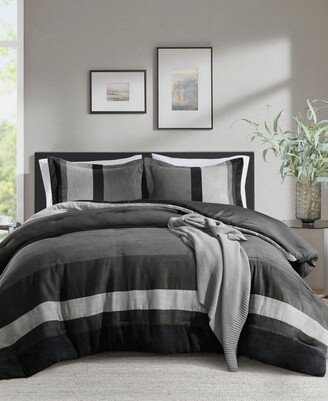 Boulder Stripe Micro Suede 3-Pc. Comforter Set, King/California King