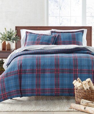 Navy Plaid Flannel Comforter, King, Created for Macy's