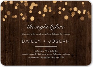 Rehearsal Dinner Invitations: Rustic Shimmer Rehearsal Dinner Invitation, Brown, 5X7, Standard Smooth Cardstock, Rounded