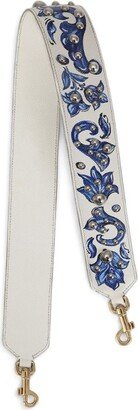 Leather Majolica Print Shoulder Strap