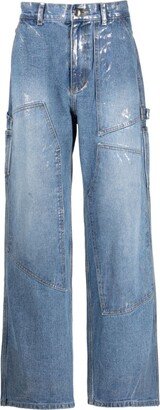 Wax Coated Carpenter wide-leg cotton jeans