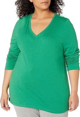 Women's Long Sleeve V-Neck Sleep Tee (Wreath Green) Women's Pajama