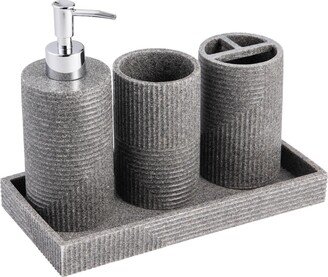 Kralix 4pc Sedona Stone Resin Sand Effect Bath Accessory Set