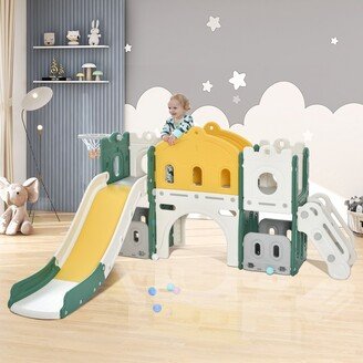 TiramisuBest Kids Slide Playset Castle Climbers Playhouse