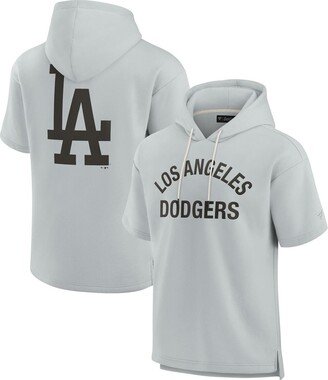 Men's and Women's Fanatics Signature Gray Los Angeles Dodgers Super Soft Fleece Short Sleeve Hoodie