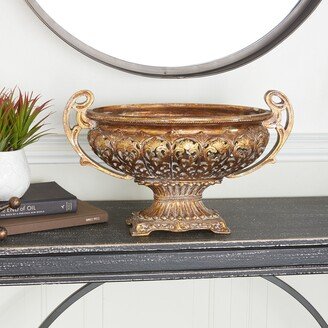 Studio 350 Gold Polystone Traditional Decorative Bowl 12 x 19 x 10 - 12x19x10