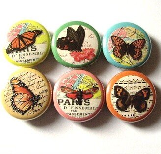 Butterflies & Maps Fridge Magnets Spring Nature 1 Inch Insect Butterfly Stocking Stuffer Party Favors Hostess Gifts Flair Button Pins