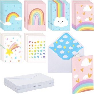 Paper Junkie 48 Pack Pastel Rainbow Thank You Cards, 4x6 Blank Cards and Envelopes for Baby Showers, Birthdays, All Occasion, 6 Designs