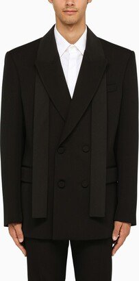 Black wool double-breasted jacket-AA