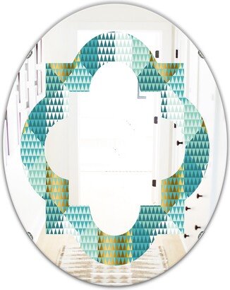 Designart 'Retro Hexagon Pattern IV' Printed Modern Round or Oval Wall Mirror - Quatrefoil - Multi