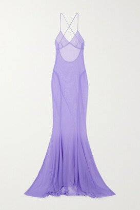 Open-back Mesh Gown - Purple