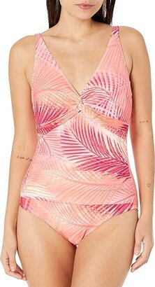 BEACH HOUSE Shadow Fern Willow Twist Bra Underwire One-Piece (Sun Coral) Women's Swimsuits One Piece