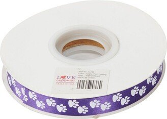 Groomer Essentials Purple Satin Ribbon with Paw Prints - Pack of 4