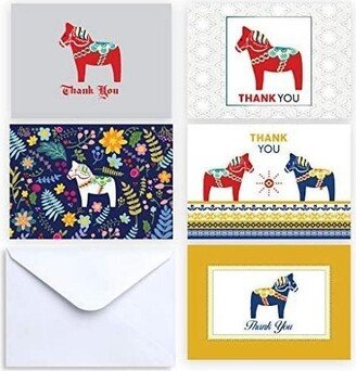 Paper Frenzy Dala Horse Collection Thank You and Note Cards with Envelopes - 25 pack