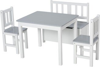 Kids Activity Table & Chair Set, Craft Desk w/ Toy Storage, Grey