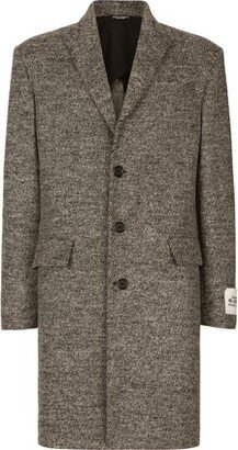 Melange Diagonal Wool Single-Breasted Coat