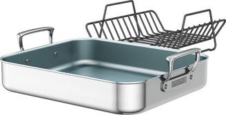 Polished Stainless Steel Ceramic Nonstick Roasting Pan