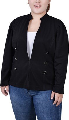 Plus Size Long Puff-Sleeve Ponte Blazer