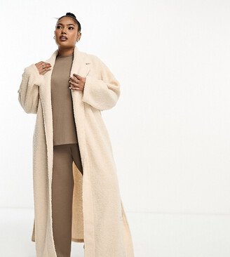 ASOS DESIGN Curve borg maxi robe in cream