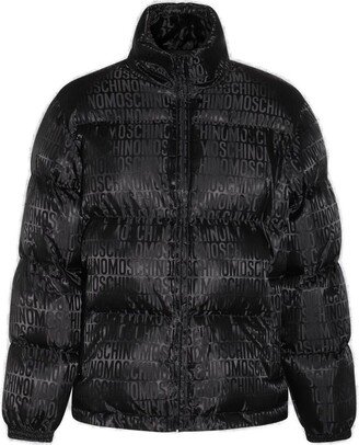 Allover Logo Zip-Up Puffer Coat