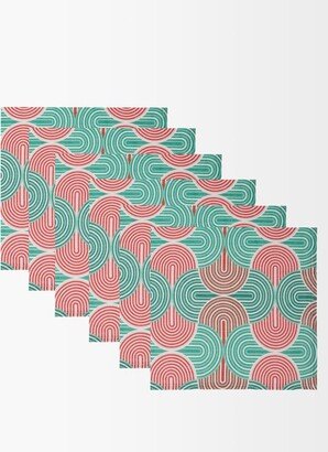 Set Of Six Slinky Verde-print Linen Napkins