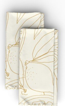 Cloth Napkins: Citrus Line - Gold Cloth Napkin, Longleaf Sateen Grand, Beige