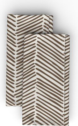 Cloth Napkins: Freeform Arrows - Neutral Cloth Napkin, Longleaf Sateen Grand, Brown