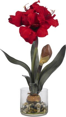 Artificial Amaryllis in Round Vase