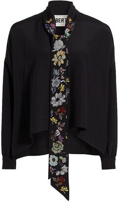 Mille Fleur Beaded Silk Blouse