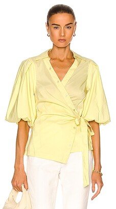 SIMKHAI Aletta Wrap Blouse in Yellow