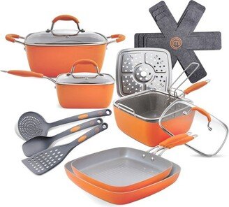 MasterChef MC3006 17 Pieces Champions Square Cookware Set Orange