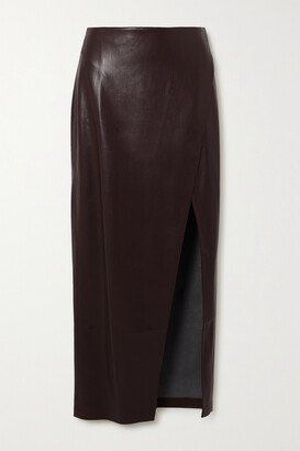 Siobhan Wrap-effect Vegan Leather Maxi Skirt - Brown