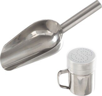 Great Northern Popcorn Scoop and Seasoning Shaker Set – 2-Piece Stainless-Steel Serving Accessories Kit