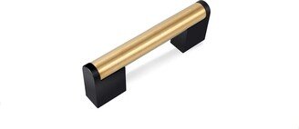 Brushed Brass Square Cabinet Handle，stainless Steel Drawer Pulls，gold Kitchen Pulls With Black Base For Bath Bedroom