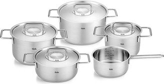 Pure Collection Stainless Steel 9 Piece Cookware Set with Metal Lids
