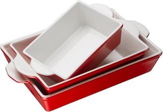 Ceramic Baking Dishes, Set of 3, 46.7/ 91.3 / 123 oz, Cherry