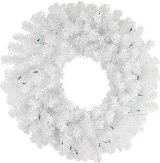 Northlight Pre-Lit Geneva White Spruce Artificial Christmas Wreath, 24-Inch, Green Lights