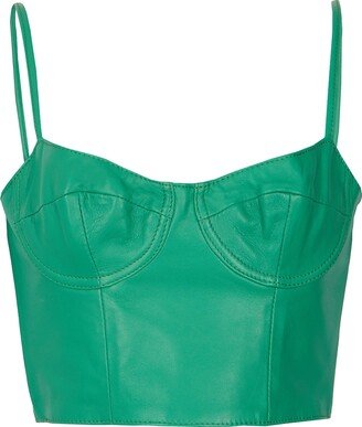 Leather Bodycon Crop Top Top Green