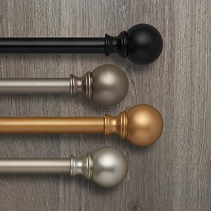 Cordelia Adjustable Curtain Rod with Ball Finials, 86-120