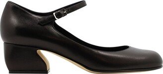 Round-Toe Buckled Pumps