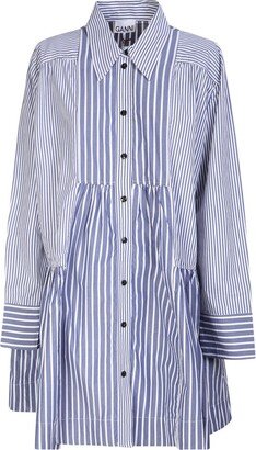 Striped Long-Sleeved Shirt Dress-AB