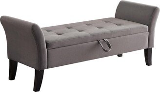 Verfur Button-Tufted Ottoman Rolled Armrest and Solid Wood Legs