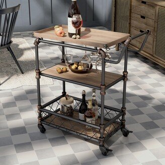 Herman Industrial Antique Black Metal 2-Shelf Serving Cart