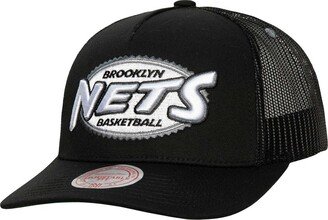 Men's Black Brooklyn Nets Team Seal Trucker Snapback Hat