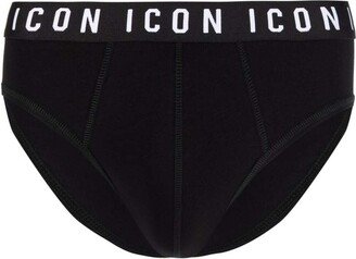 D-squared2 Man's Black Cotton Briefs With Logo