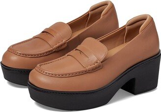 Pilar Leather Platform Loafers (Latte Tan) Women's Shoes