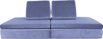 Critter Sitters Lil Lounger Kids Play Couch with 2 Foldable Base Cushions and 2 Triangular Pillows in Dolphin