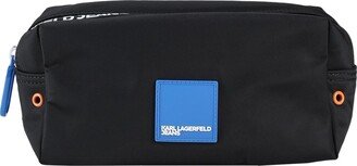 KARL LAGERFELD JEANS Nylon Vanity Case Patch Pouch Black